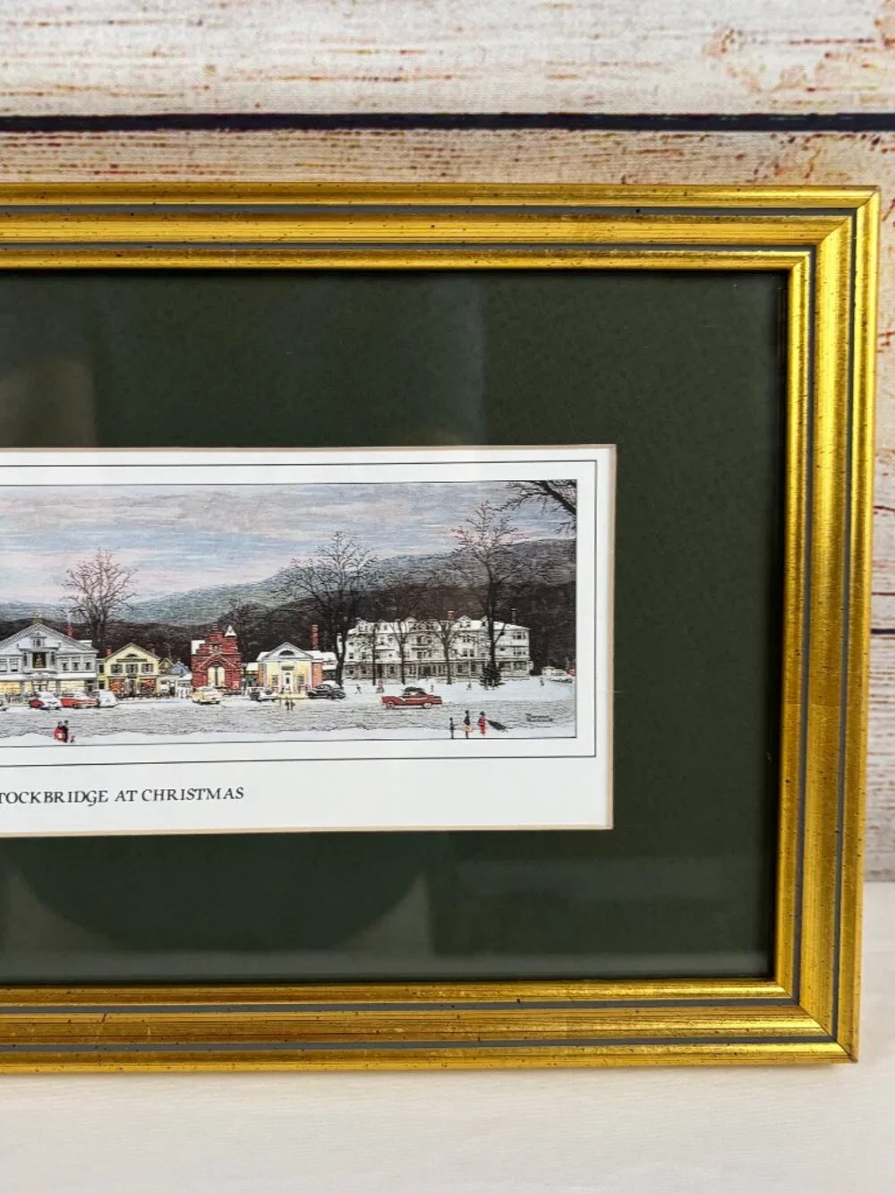 StockBridge At Christmas Norman Rockwell Small Gold Frame Print
